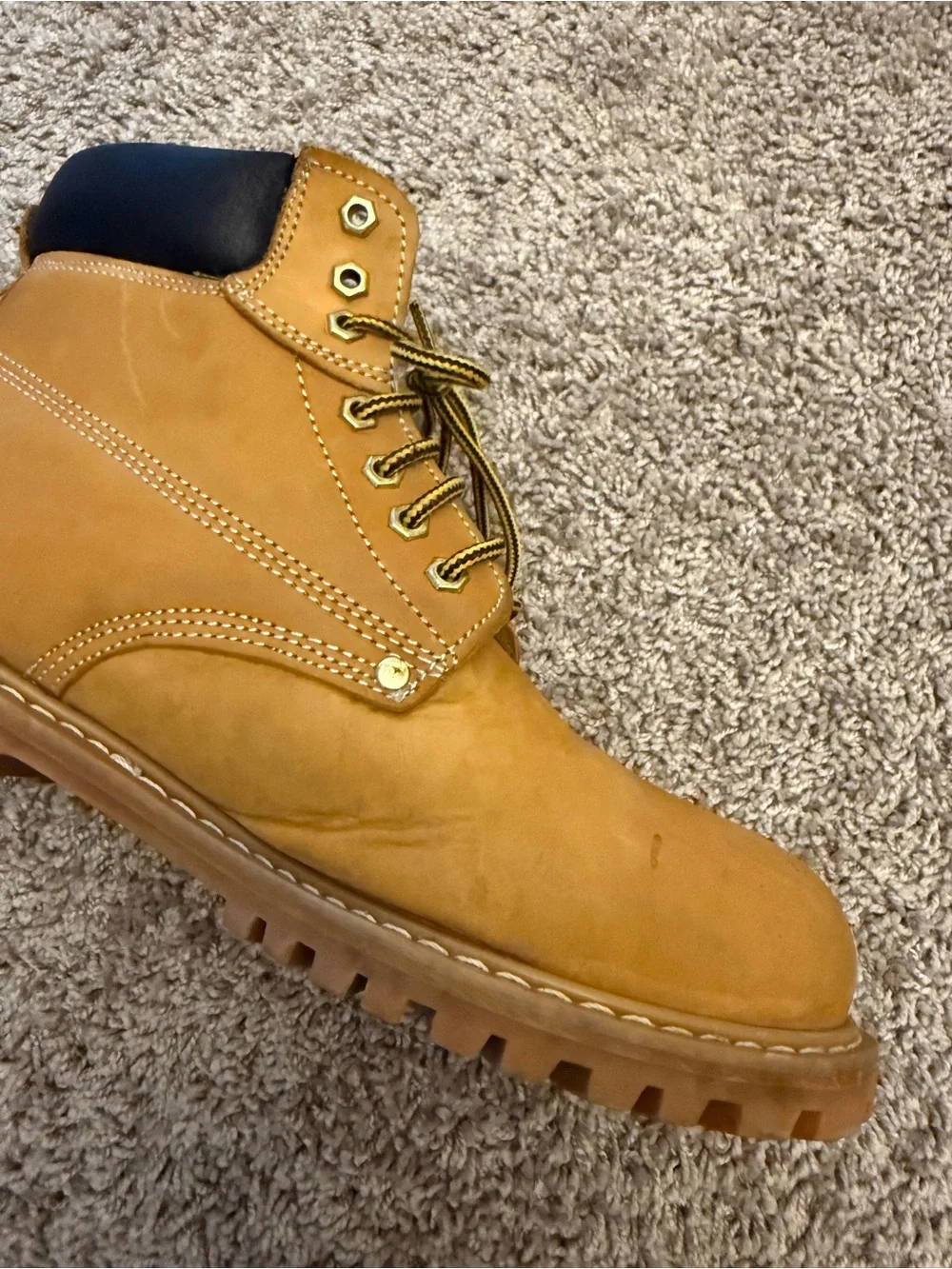 Men's Work Boots - Tan Lace-Up Industrial Boot